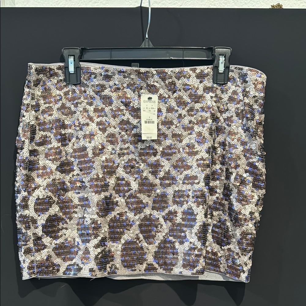 Sequin Leopard Print Skirt